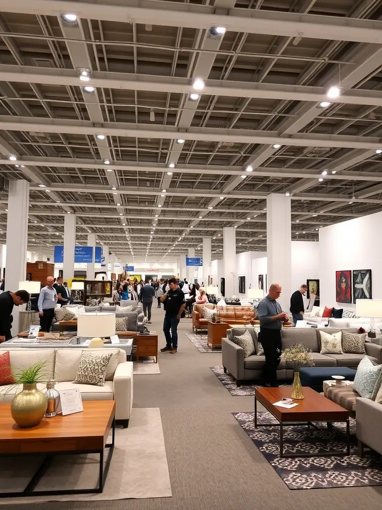 An image of the Las Vegas Market, highlighting its modern design and showcasing a wide array of furniture styles and innovations.