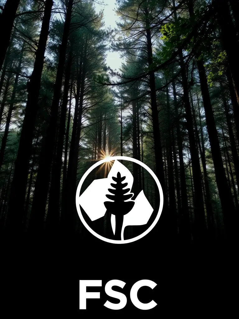 A detailed guide cover for FSC certification, showcasing a forest landscape and the FSC logo, emphasizing sustainable forestry practices.